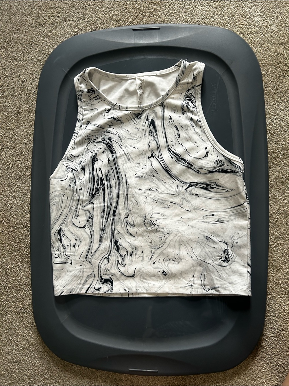 Balance Collection Marble-Print Crop Top - Black & White